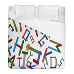 Colorful Letters From Wood Ice Cream Stick Isolated On White Background Duvet Cover (full/ Double Size) by Simbadda