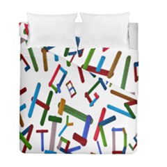 Colorful Letters From Wood Ice Cream Stick Isolated On White Background Duvet Cover Double Side (full/ Double Size) by Simbadda