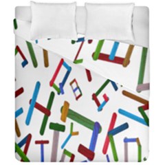 Colorful Letters From Wood Ice Cream Stick Isolated On White Background Duvet Cover Double Side (california King Size) by Simbadda