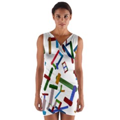 Colorful Letters From Wood Ice Cream Stick Isolated On White Background Wrap Front Bodycon Dress by Simbadda