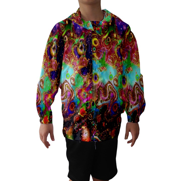 Alien World Digital Computer Graphic Hooded Wind Breaker (Kids)