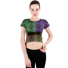 Creative Digital Pattern Computer Graphic Crew Neck Crop Top by Simbadda