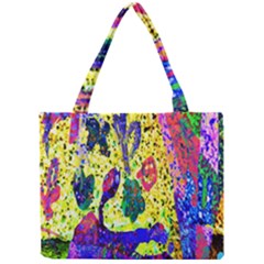 Grunge Abstract Yellow Hand Grunge Effect Layered Images Of Texture And Pattern In Yellow White Black Mini Tote Bag by Simbadda