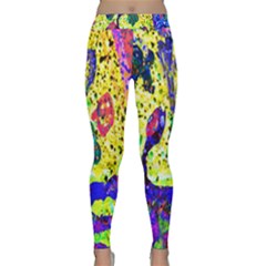 Grunge Abstract Yellow Hand Grunge Effect Layered Images Of Texture And Pattern In Yellow White Black Classic Yoga Leggings by Simbadda