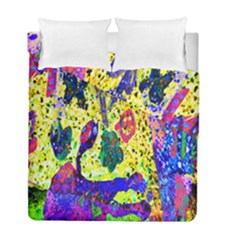 Grunge Abstract Yellow Hand Grunge Effect Layered Images Of Texture And Pattern In Yellow White Black Duvet Cover Double Side (full/ Double Size) by Simbadda