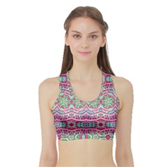 Colorful Seamless Background With Floral Elements Sports Bra With Border by Simbadda