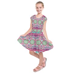 Colorful Seamless Background With Floral Elements Kids  Short Sleeve Dress by Simbadda