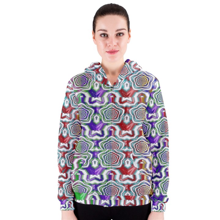 Digital Patterned Ornament Computer Graphic Women s Zipper Hoodie