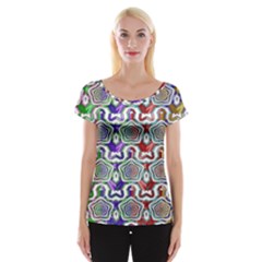 Digital Patterned Ornament Computer Graphic Women s Cap Sleeve Top by Simbadda