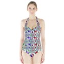 Digital Patterned Ornament Computer Graphic Halter Swimsuit View1