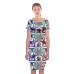 Digital Patterned Ornament Computer Graphic Classic Short Sleeve Midi Dress by Simbadda