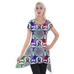 Digital Patterned Ornament Computer Graphic Short Sleeve Side Drop Tunic by Simbadda