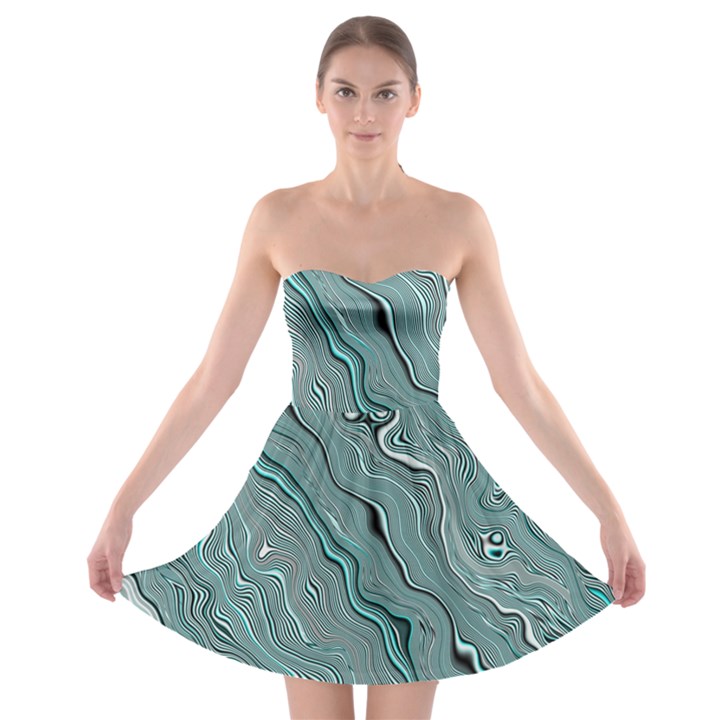 Fractal Waves Background Wallpaper Strapless Bra Top Dress