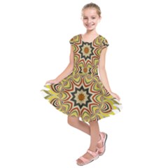 Abstract Geometric Seamless Ol Ckaleidoscope Pattern Kids  Short Sleeve Dress by Simbadda