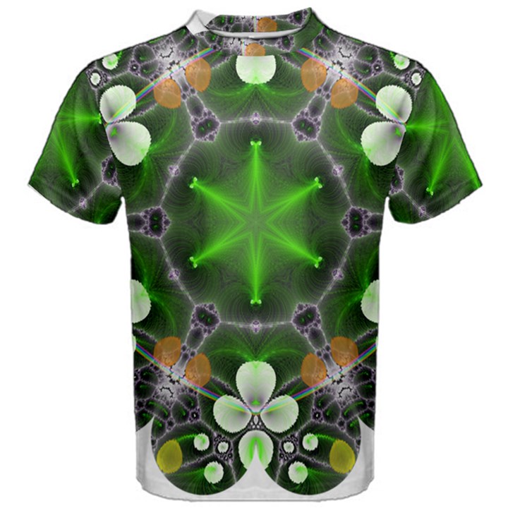 Green Flower In Kaleidoscope Men s Cotton Tee