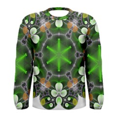 Green Flower In Kaleidoscope Men s Long Sleeve Tee by Simbadda