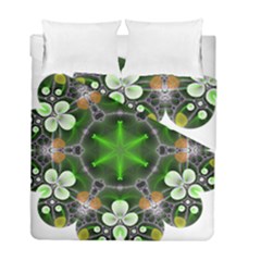 Green Flower In Kaleidoscope Duvet Cover Double Side (full/ Double Size) by Simbadda