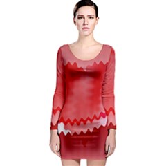 Red Fractal Wavy Heart Long Sleeve Bodycon Dress by Simbadda