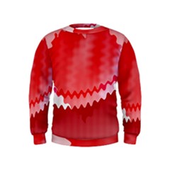 Red Fractal Wavy Heart Kids  Sweatshirt by Simbadda