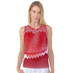 Red Fractal Wavy Heart Women s Basketball Tank Top by Simbadda