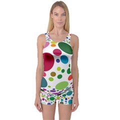 Color Ball One Piece Boyleg Swimsuit