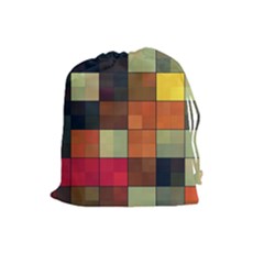 Background With Color Layered Tiling Drawstring Pouches (large)  by Simbadda