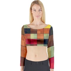 Background With Color Layered Tiling Long Sleeve Crop Top by Simbadda