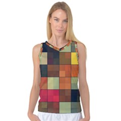 Background With Color Layered Tiling Women s Basketball Tank Top