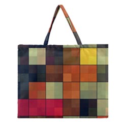 Background With Color Layered Tiling Zipper Large Tote Bag by Simbadda