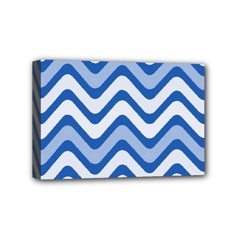 Background Of Blue Wavy Lines Mini Canvas 6  X 4  by Simbadda