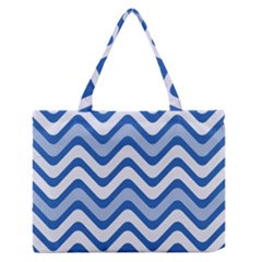 Background Of Blue Wavy Lines Medium Zipper Tote Bag by Simbadda