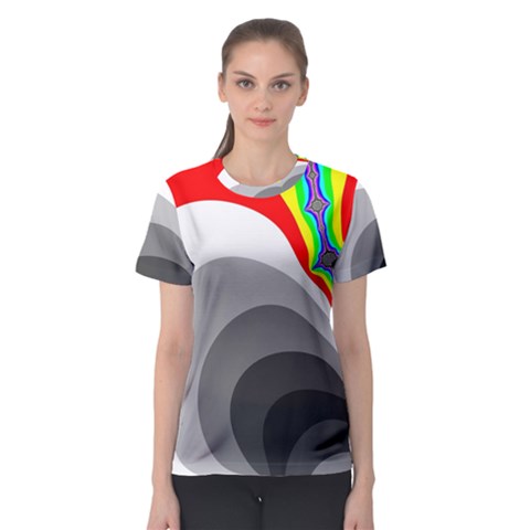 Background Image With Color Shapes Women s Sport Mesh Tee by Simbadda