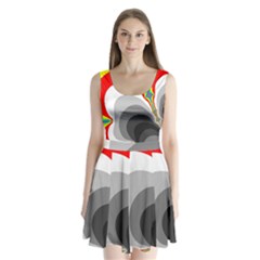 Background Image With Color Shapes Split Back Mini Dress  by Simbadda