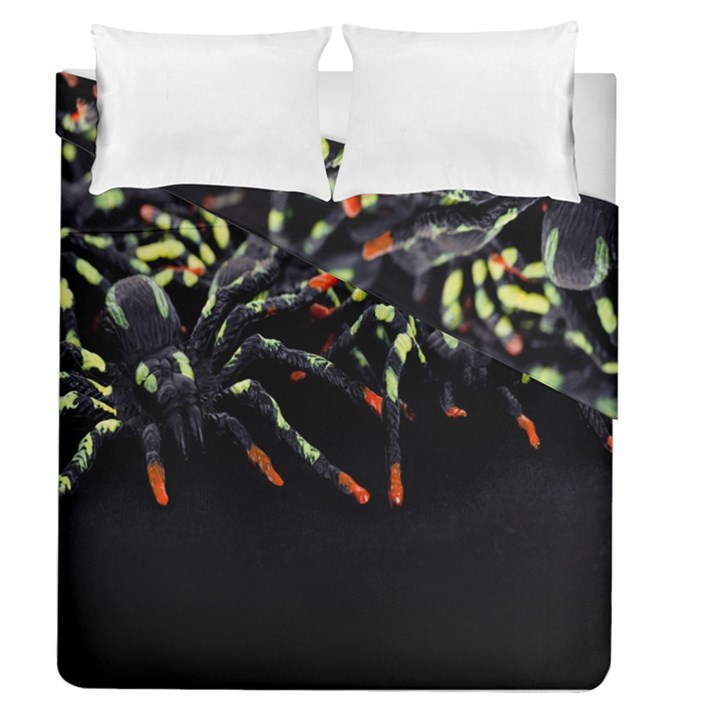 Colorful Spiders For Your Dark Halloween Projects Duvet Cover Double Side (Queen Size)