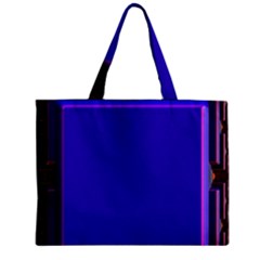 Blue Fractal Square Button Zipper Mini Tote Bag by Simbadda