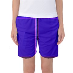 Blue Fractal Square Button Women s Basketball Shorts by Simbadda