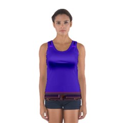 Blue Fractal Square Button Women s Sport Tank Top  by Simbadda