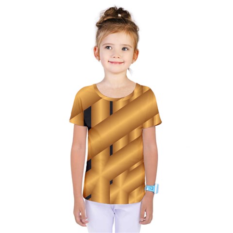 Fractal Background With Gold Pipes Kids  One Piece Tee by Simbadda