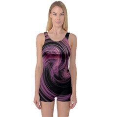 A Pink Purple Swirl Fractal And Flame Style One Piece Boyleg Swimsuit by Simbadda