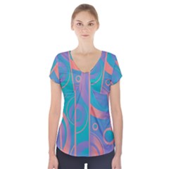 Pattern Short Sleeve Front Detail Top by Valentinaart