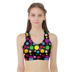 Polka Dots Sports Bra With Border by Valentinaart