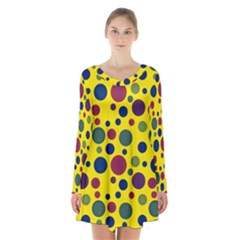 Polka Dots Long Sleeve Velvet V-neck Dress by Valentinaart