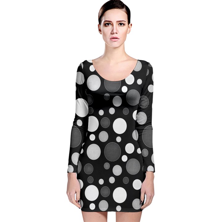 Polka dots Long Sleeve Velvet Bodycon Dress