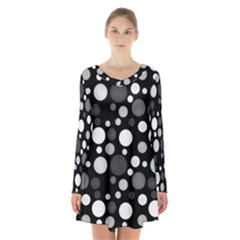 Polka Dots Long Sleeve Velvet V-neck Dress by Valentinaart