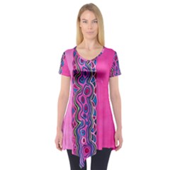 Think Pink Abstract  Short Sleeve Tunic  by GabriellaDavid