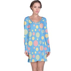 Polka Dots Long Sleeve Nightdress by Valentinaart