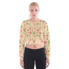 Polka Dots Women s Cropped Sweatshirt by Valentinaart