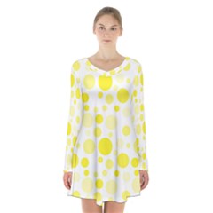 Polka Dots Long Sleeve Velvet V-neck Dress by Valentinaart