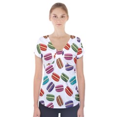 Macaroons  Short Sleeve Front Detail Top by Valentinaart