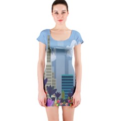 Urban Nature Short Sleeve Bodycon Dress by Valentinaart